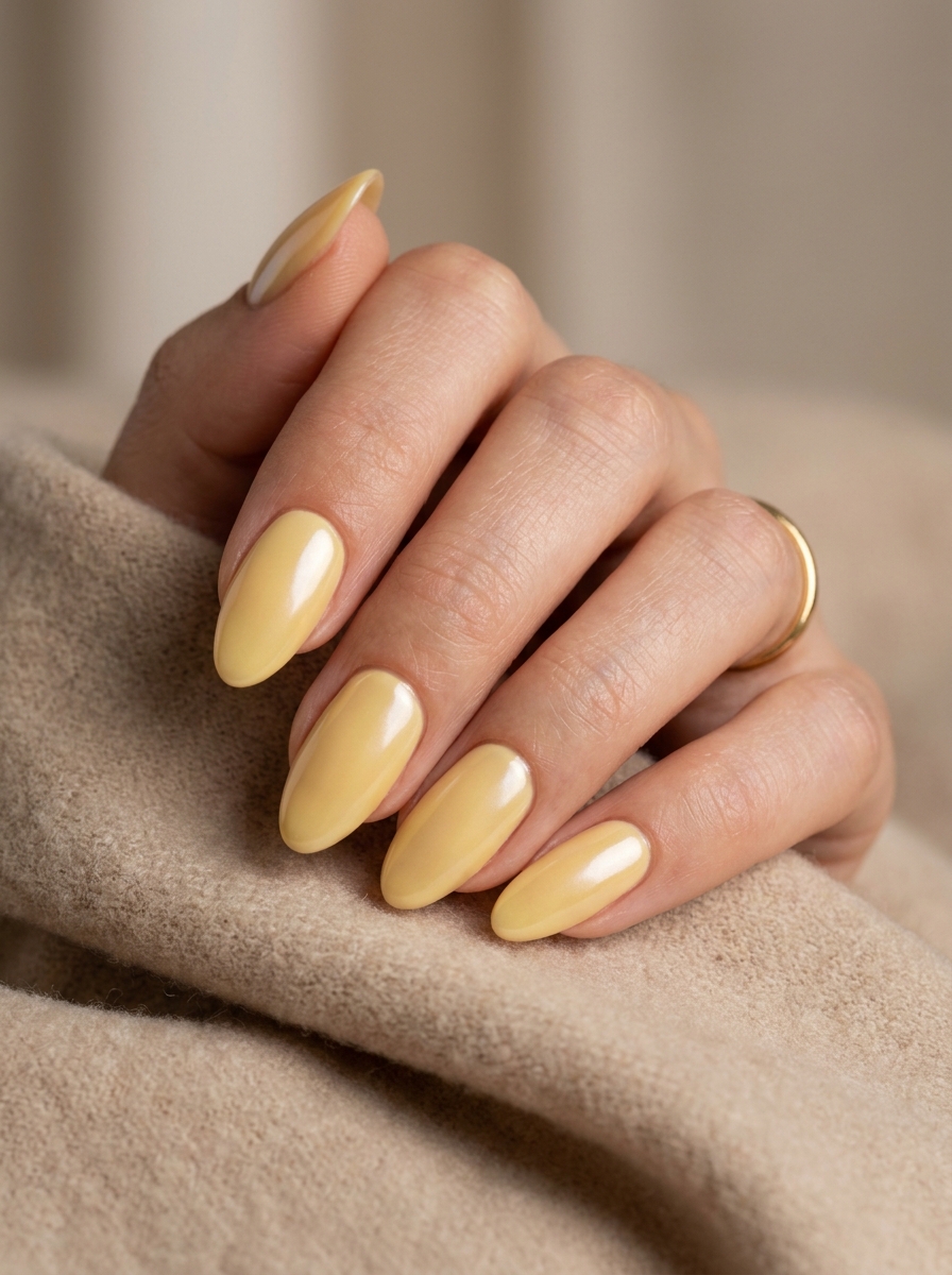 Buttery Yellow Chrome Glow mit zartem Glazed-Schimmer